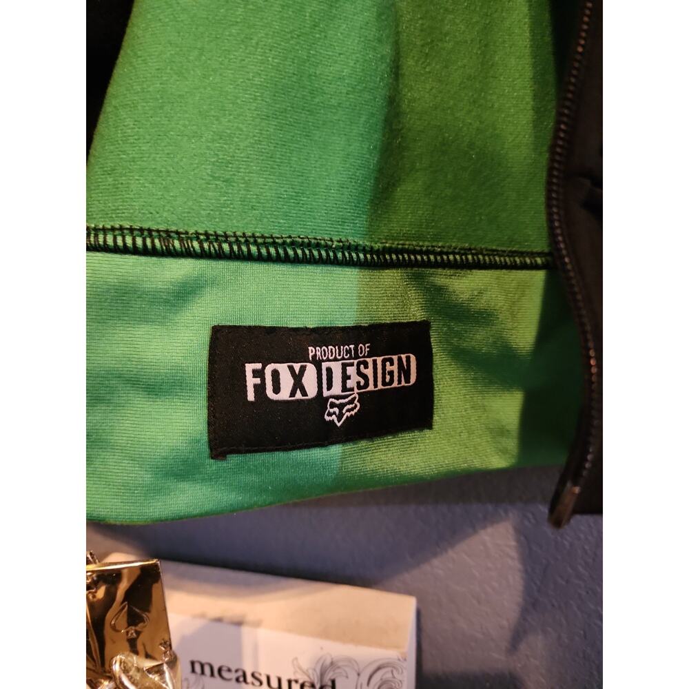 Fox Racing Mens XL Jacket Full Zip Up Retro Style Black Green Yellow Pockets - Picture 6 of 9